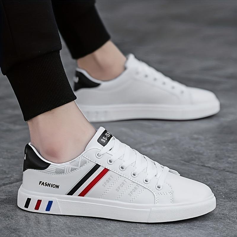 All-Season Men's Striped Lace-up Sneakers - Breathable PU, Durable PVC Sole, Casual Comfort Fit Closed Sports Shoes Sports Shoes Training Trainer Runner Running Boy Athletic Footwear Walking Shoes 5
