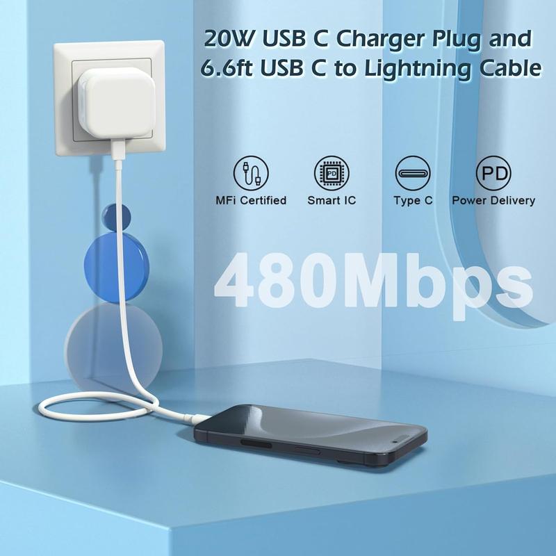 Low Quality [MFi USB C Fast Charger Plug Power Adapter with 6FT iPhone Fast Charger Cable for iPhone 14/13/12/11 Pro/Pro Max/XS Max/XS/XR/X/SE/8 and More 1