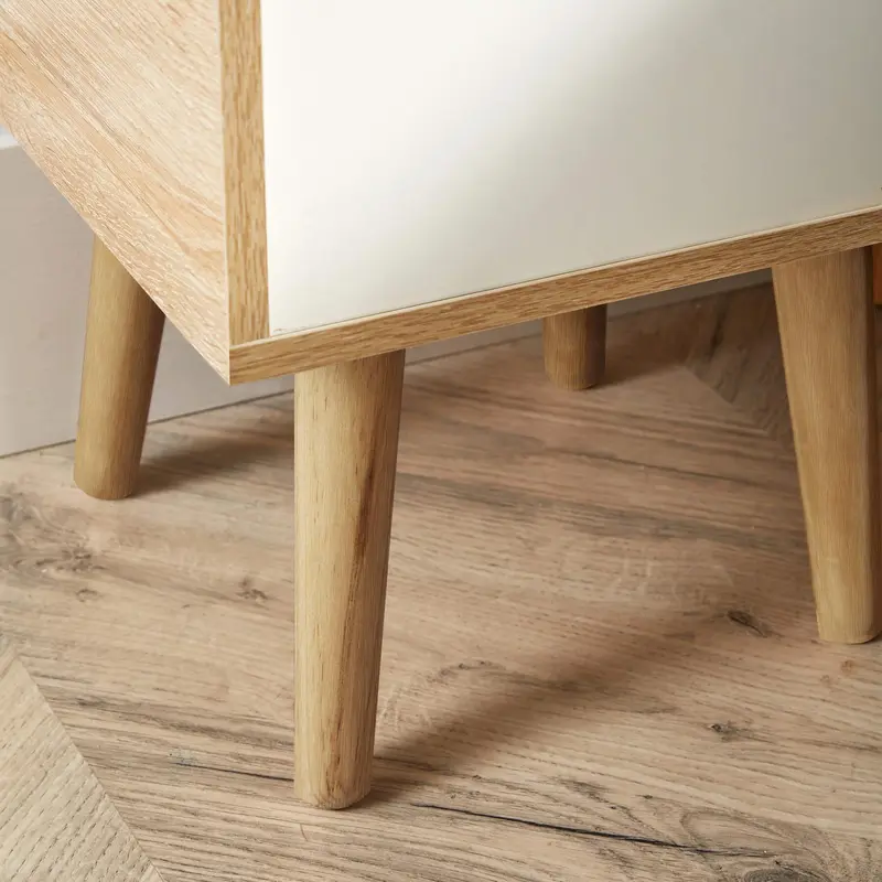 Big Furniture Warehouse Bedside Cabinet 2 Drawer Oak White Lamp Side Table Solid Wood Legs Scandi Style 7