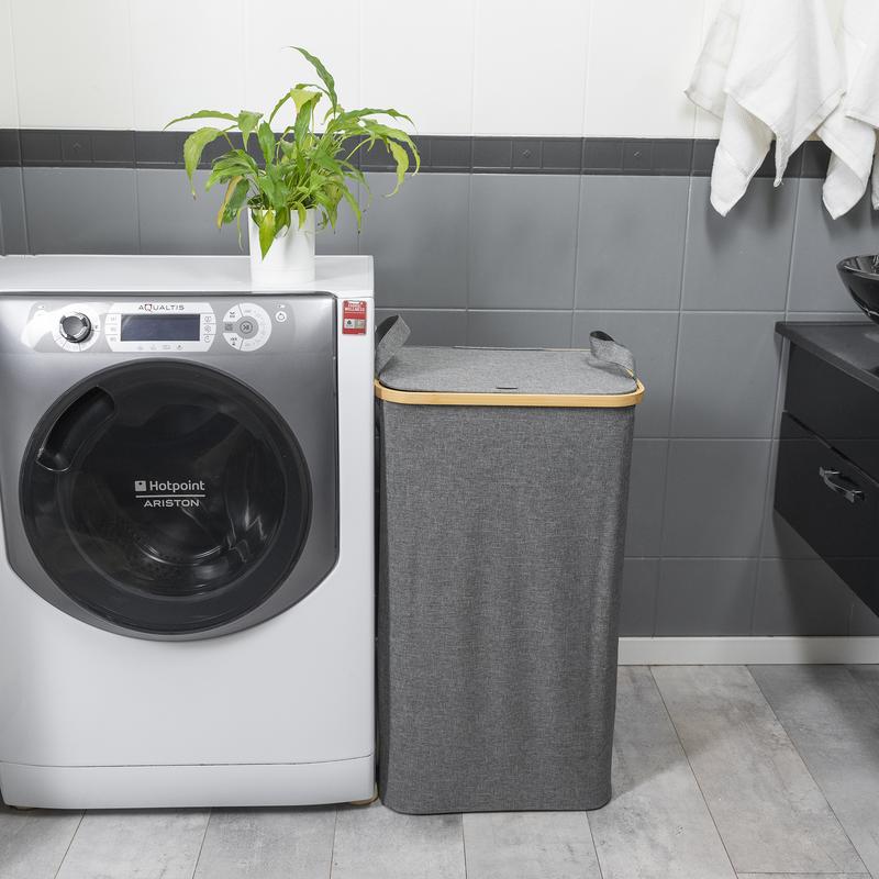 CRAXTER Large Laundry Basket with Lid – 110L Washing Basket for Laundry with Bamboo Handles and Removable Laundry Bag, Foldable Laundry Hamper for Dirty Clothes Slim Laundry Bin Storage Basket (Grey) Organiser 6