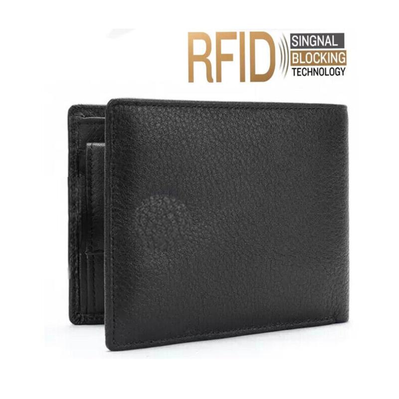 Designer Mens Leather Wallet - 1 ID Window - 1 Coin Zip Pocket - 2 Note Compartment - 5 Credit Card RFID SAFE Contactless Card Blocking ID Protection 3
