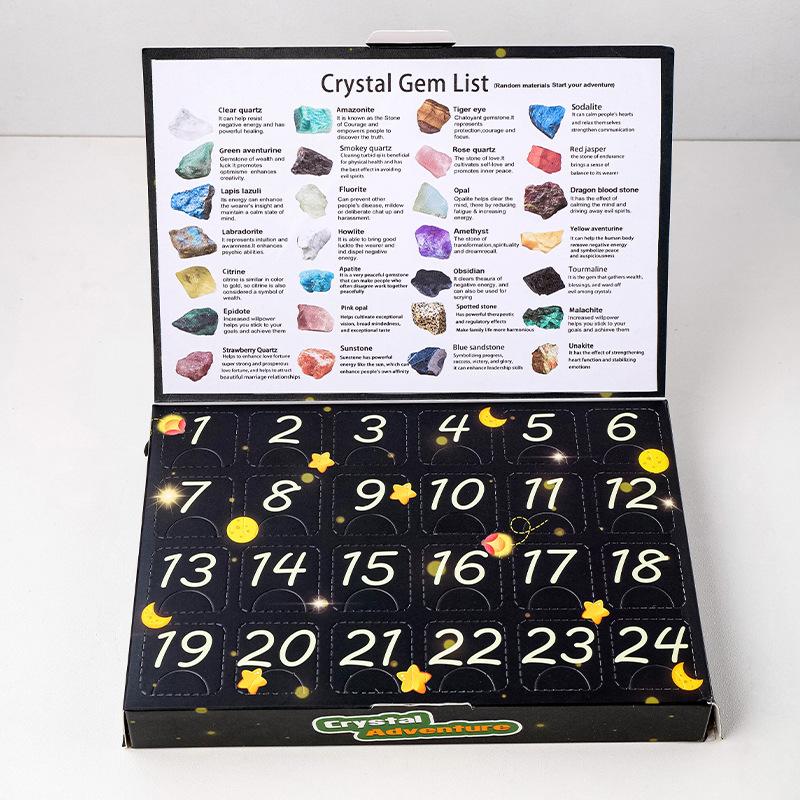 Crystal Adventure Gift Box for children Natural Science, Best Christmas Gift for Children, Crystal Collection Crystal Kit, Popular Tumbled Crystals Crystal Starter Set for boy/girl, Natural crystal rough stone children's gemstone mineral box birthday gift 4