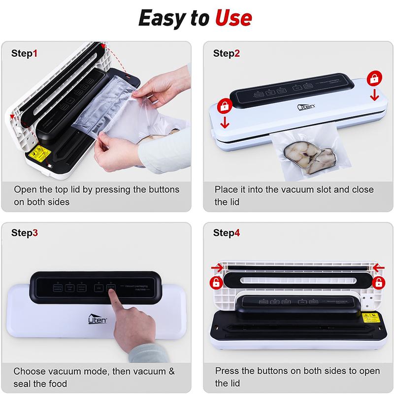 Uten Vacuum Sealing Machine Full Automatic Sealing Packing Food Sealer Easy-to-Use Touch Operation Two Selectable Vacuum Modes Food Safe Fresh Storage 7