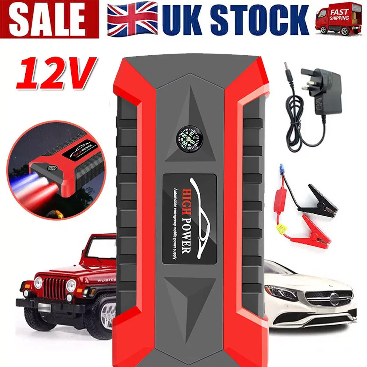 99900mAh 12V Car Jump Starter Booster Battery Fast Charger Emergency Power Bank for Up to 3.0L Gas Cars - Phone, Smartphone