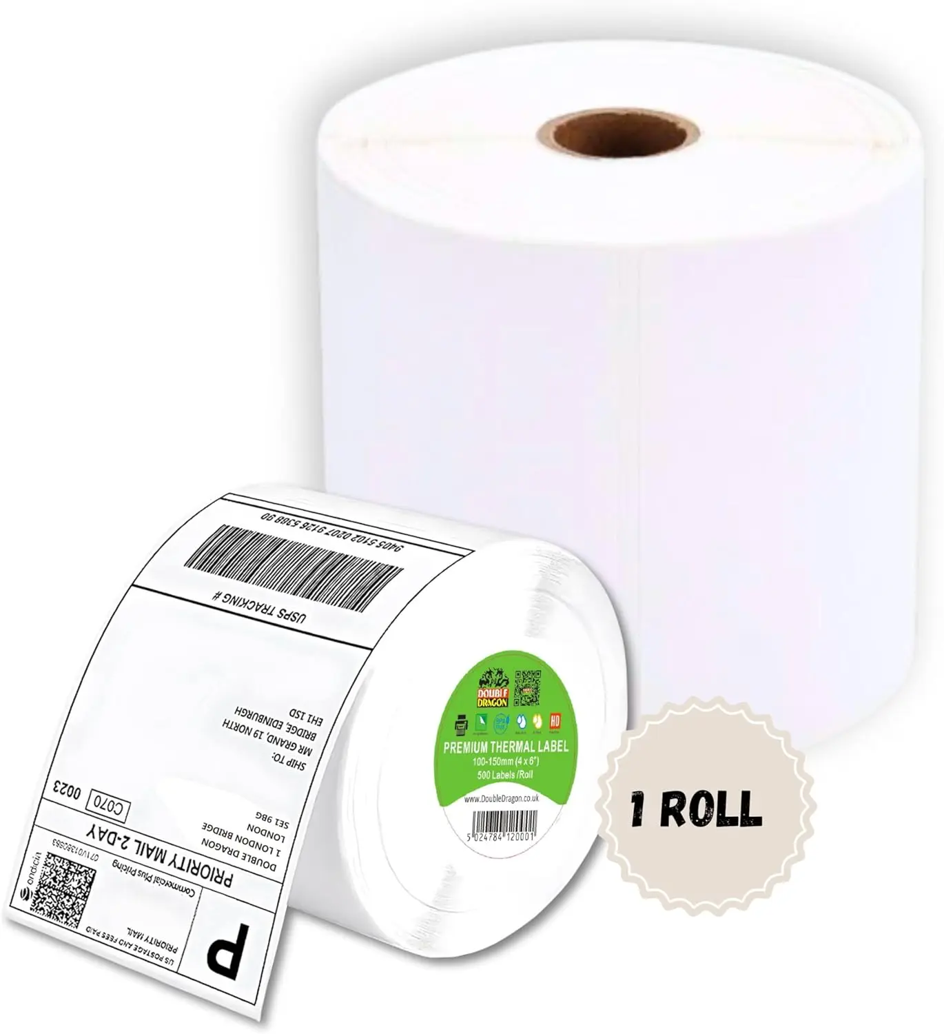 100 x 150 mm (4" x 6") Premium Coated Self-Adhesive Direct Thermal Label for Zebra, MUNBYN Printers [1 Roll - 500 Label]