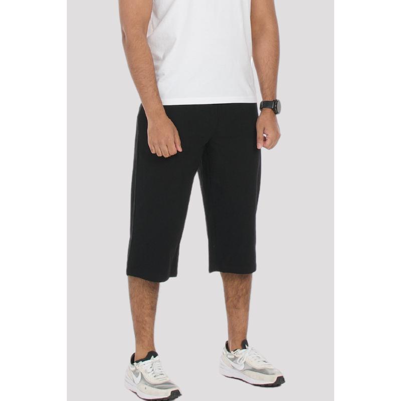 Black Linen & Cotton 3/4 Shorts 1