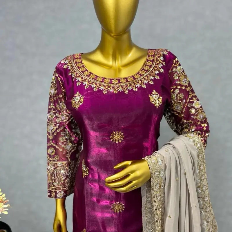 3-Piece Salwar Kameez Readymade Collection | Fancy Kurti with Embroidery, Bottom & Dupatta for Party, Wedding, Eid & Festive Occasions Traditional Womenswear south Asian Comfort Clothing dresses mehndi dress indian pakistaniclothes pakistani Silk suit sti 6