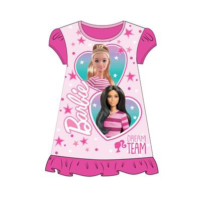 Product Introduction of Barbie Doll Nightdress Nighty Girls Nightie Nightwear Pyjamas Pjs Nightwear Sleepwear Kids Toddler Childrens Character Pink Short Sleeve Night Dress Hearts Frill 1