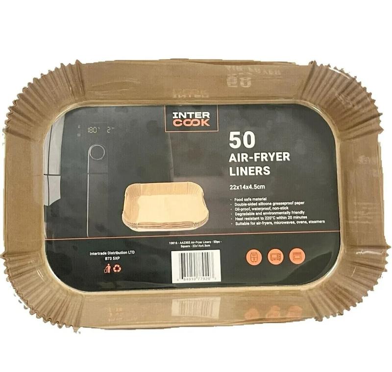 50 Air Fryer Liners Air-Fryer Double Sided Silicone Greaseproof Paper Non Stick Shape: Rectangle 22cm 1