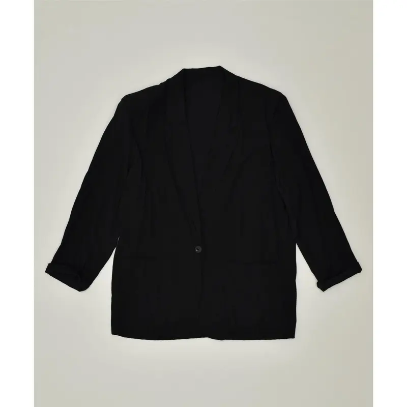 Pre-Owned VINTAGE Womens 1 Button Blazer Jacket UK 12 Medium Black Viscose 0