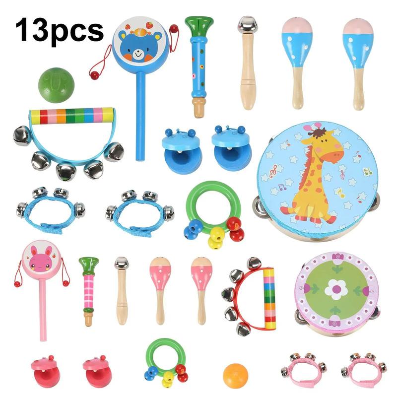 Product Introduction of 13 Pcs Set Wooden Kids Baby Musical Instruments Toys Child Toddlers Percussion 0