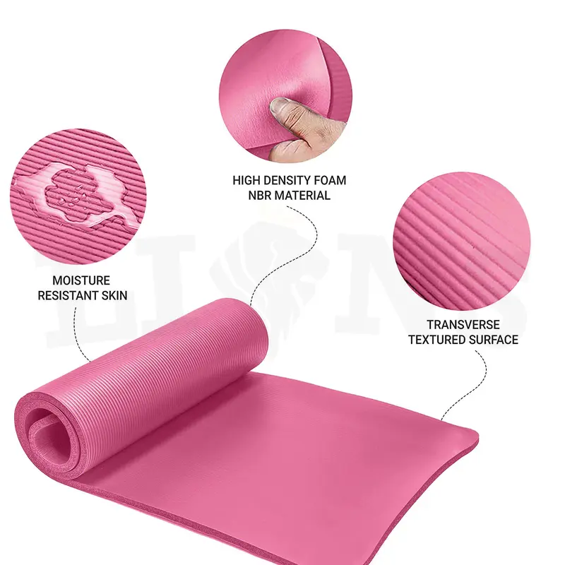 Lions Yoga Mat Gymnastic Home Fitness Gym Exercise Outdoor Physio Balance NBR Thick Foam Pilates 10mm Large - 183cm x 61cm 1