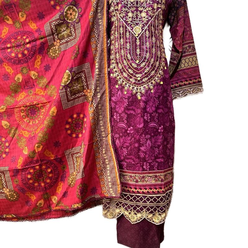 Maria b inspired 3 piece suit dhanak fabric winter collection 1