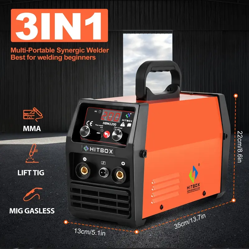 3in 1 MIG Welder Flux Core Wire 110V/220V MMA/TIG/MIG Welding Machine HITBOX 1