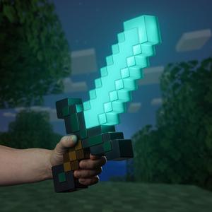 Minecraft Diamond Sword Light - Officially Licensed Merchandise, 3 Dynamic Light Modes with Sound Reaction, Gamer Room Decor and Collectible, USB or Battery Powered minecraft  toys minecraft  merch room  light desk  light