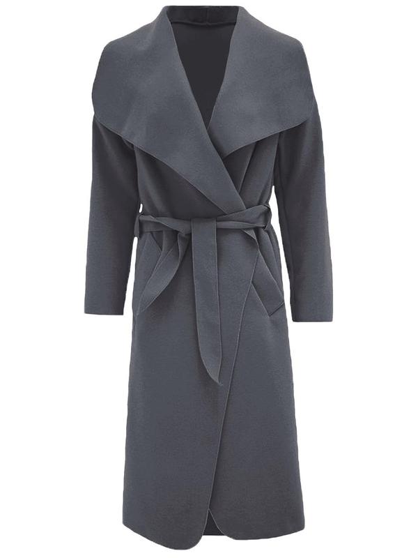 Womens Long Waterfall Italian Duster Coat  Belted Trench Jacket Winter Cardigan Size 8-22. Fit Womenswear Black Comfy Lightweight Long Sleeves Party Tops celebrity style winter Ladies Underwear Lady Outerwear Comfort Longsleeves Minimalist 4