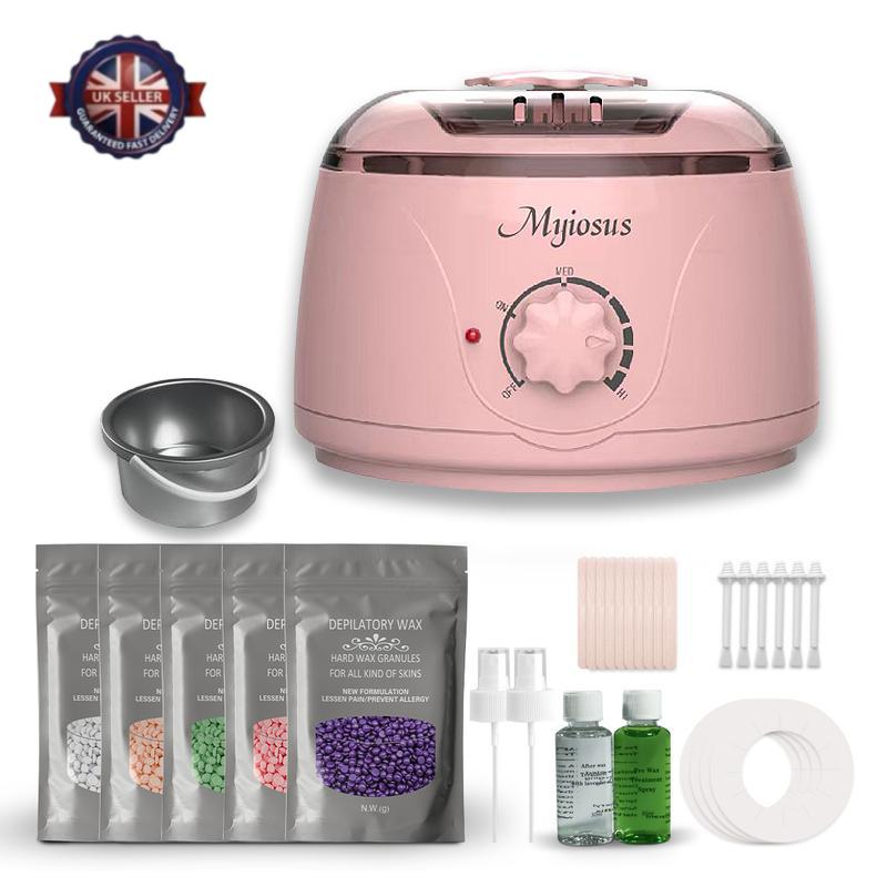 Waxing Set, Wax Warm Hair removal set, 500g hard wax beads, 2 treated waxes and 25 applicator sticks for face, arms, legs and whole body hair removal Body Care Cosmetic 1
