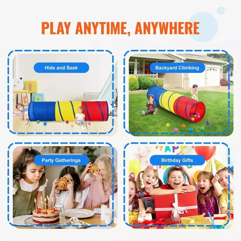 Kids Pop-up Play Crawl Tunnel Toy for Boys,Girls,Toddlers or Pet w/ Case 7