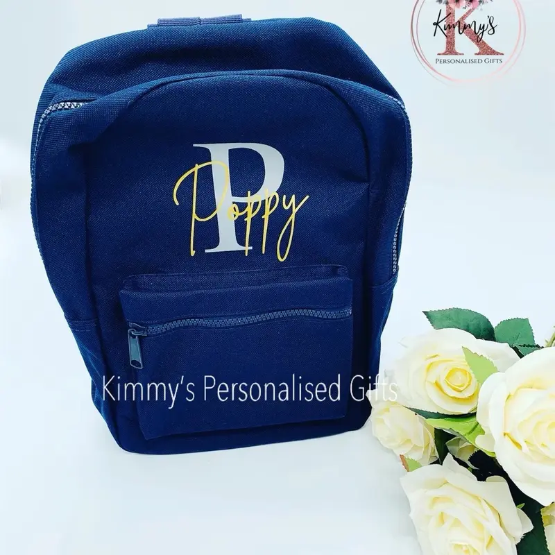 Navy backpack, personalised backpack, nursery backpack, personalised changing bag, back to school bag, children’s backpack 0