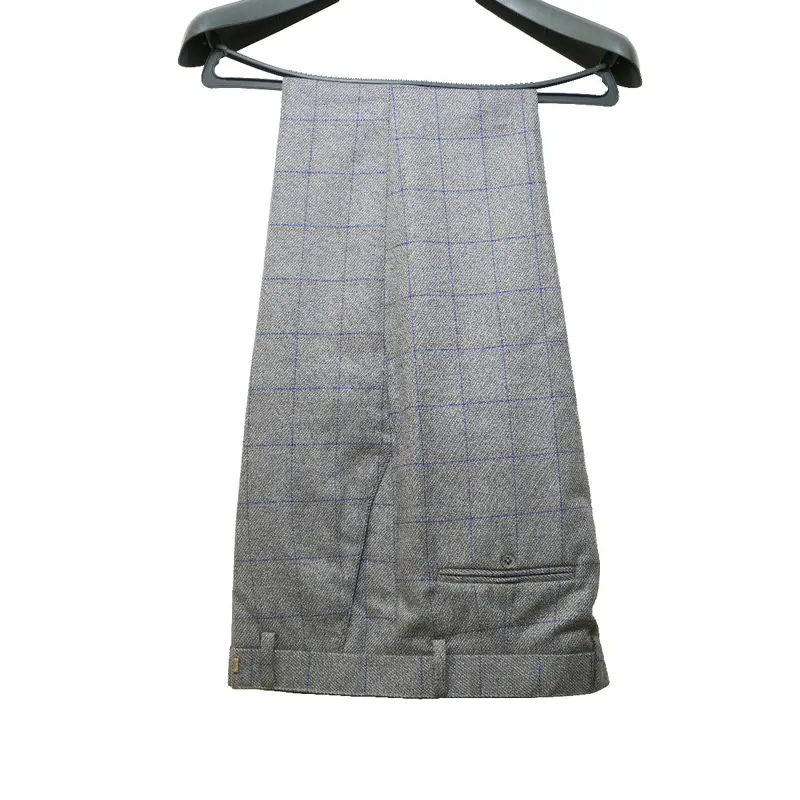 Men's Tweed Grey Check 3 Piece Suit - Wool Jacket, Waistcoat, Trousers & Tie 2