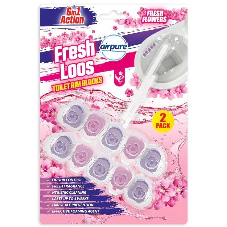 Product Introduction of Airpure   Fresh Loos Toilet Rim Blocks CASE DEAL (12 x 2 Pack) Citrus Zing, Fresh Flowers, Ocean Fresh | Total 24 Rim Blocks! | Fast & Free Shipping 17