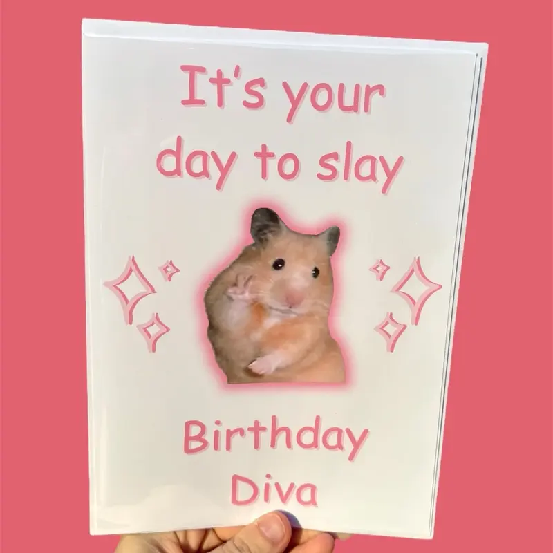Hamster peace sign birthday card 0
