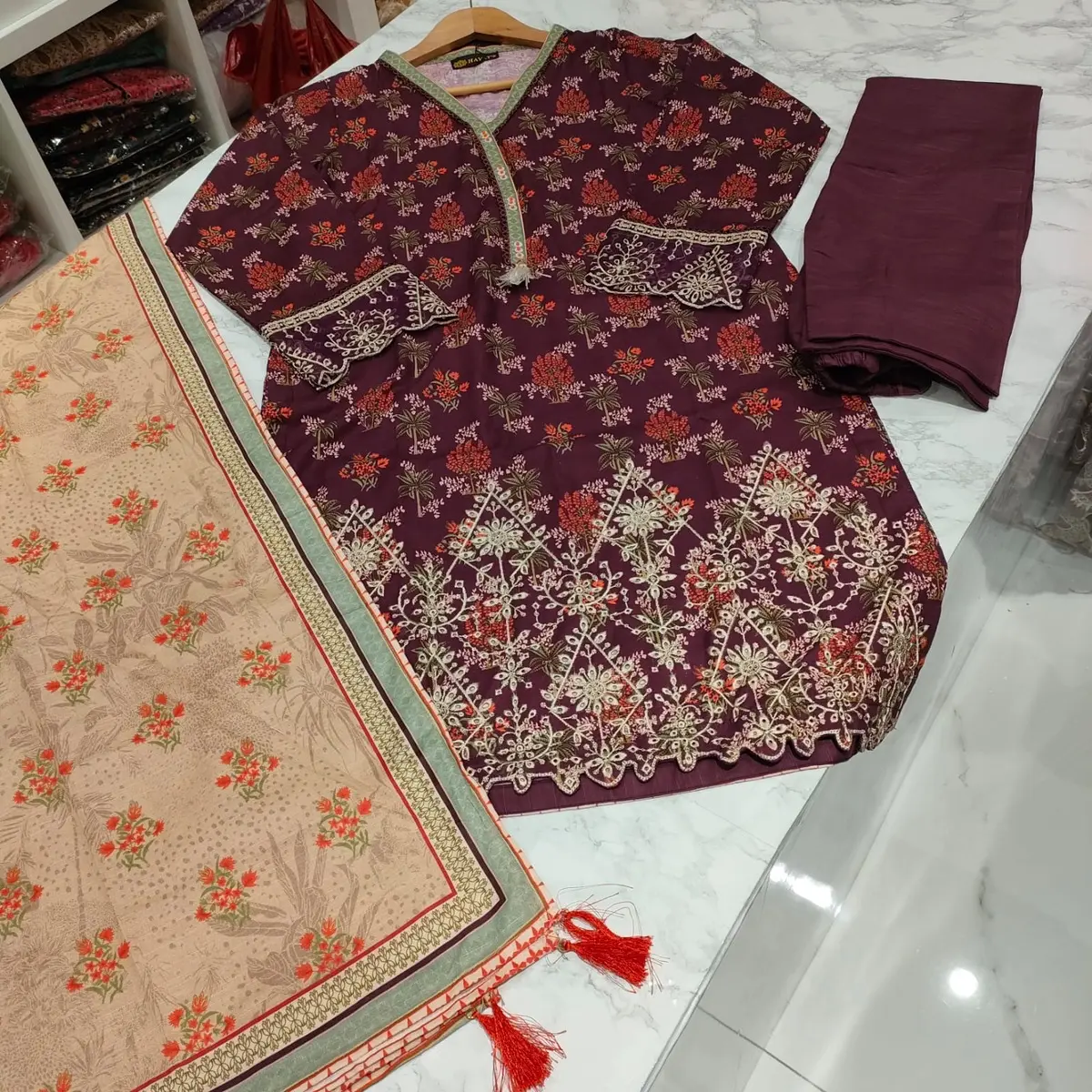 CHIKANKARI KHADDAR 3pc suits