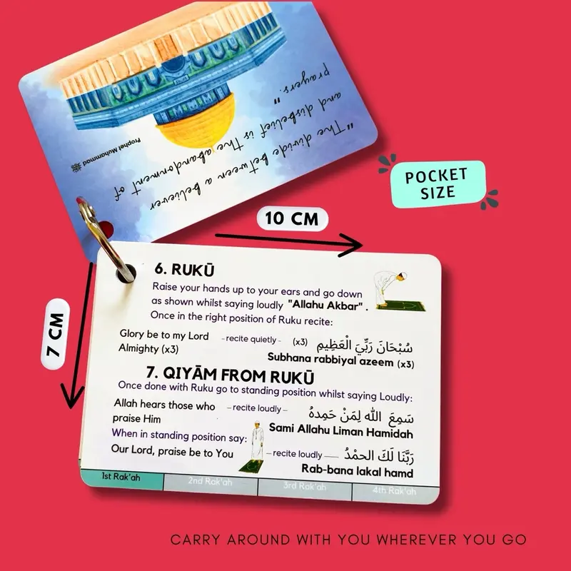 Islamic Salah Cards Prayer Guide, How to Pray, Muslim Kids Reverts Gift, Arabic, Quran 4