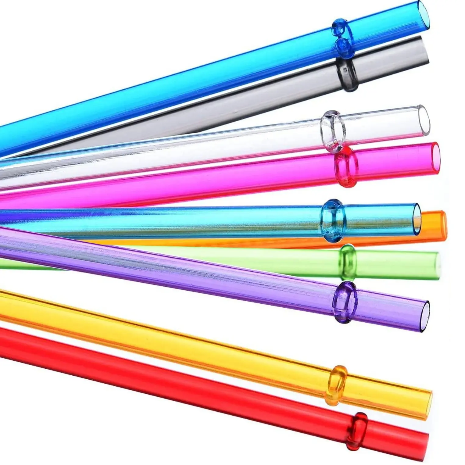 Reusable Coloured Plastic Straws (11inch) Colorful Drinkware Accessory for Beverage Tumblers