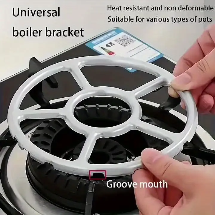 1pc Stainless Steel Gas Stove Burner Support Ring, Non-Slip Milk Pot Holder, Auxiliary Cooking Rack for Kitchen Hob 5