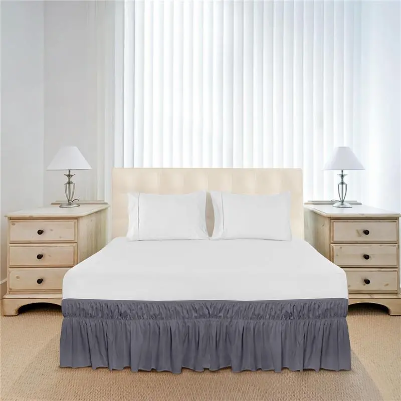 Utopia Bedding Valance Sheet Double - 135 x 190 cm - Easy Wrap Around Elastic Bed Skirt - Soft Brushed Polyester Microfiber Bed Ruffle with a Drop of 40 cm - Grey 7