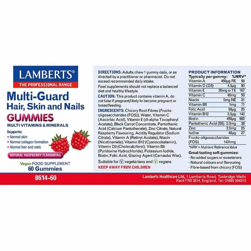 Lamberts Multi-Guard Hair, Skin and Nails Gummies 60 (8614-60) 3