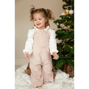 Mintini Girls Beige Needlecord Top and Dungaree Kidswear