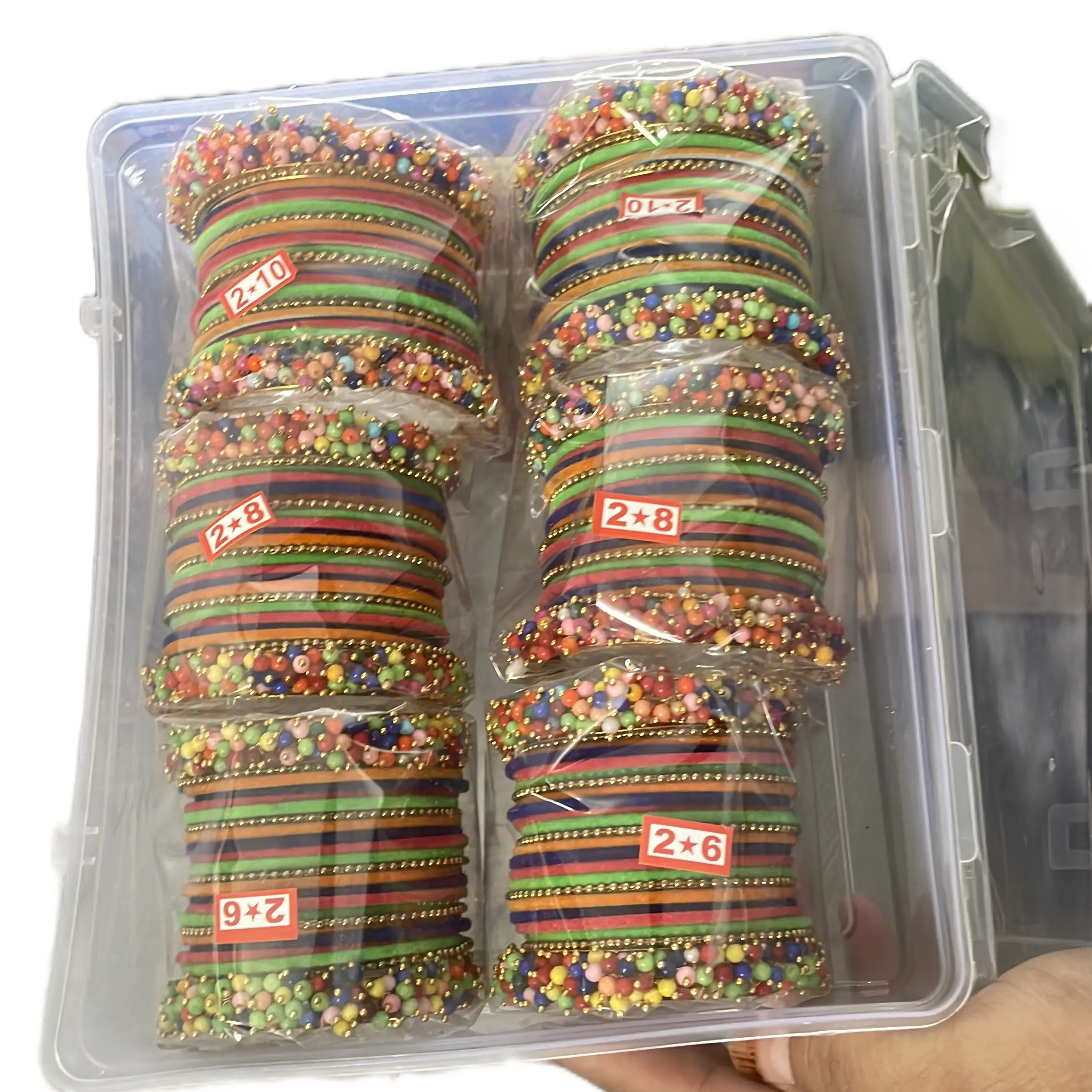 Women’s traditional multicoloured bangles set in different sizes