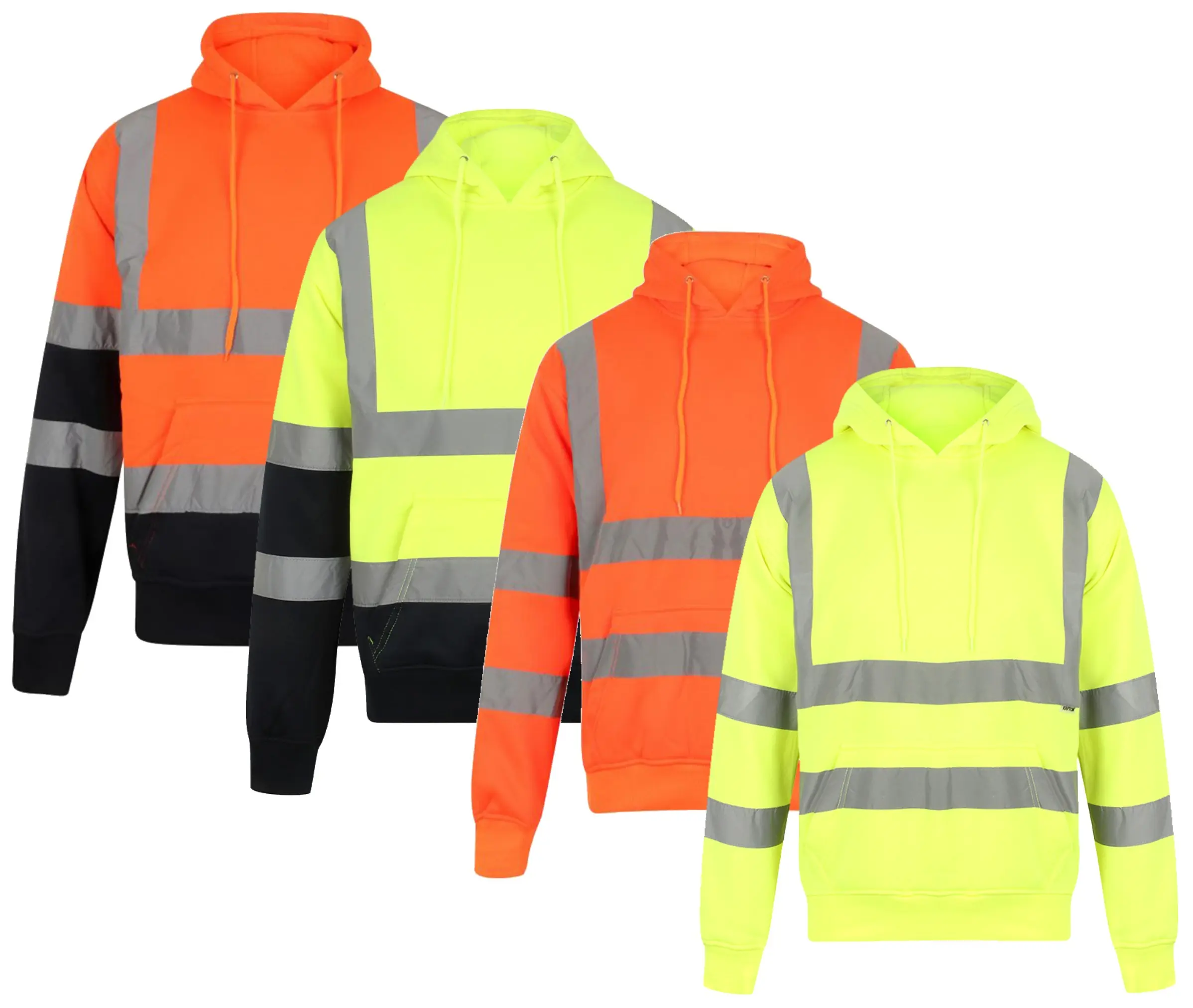 Hi Vis Viz Pullover Hoodie Sweatshirt High Visibility Reflective Safety Security Jumper - Workwear Fleece Warm Top