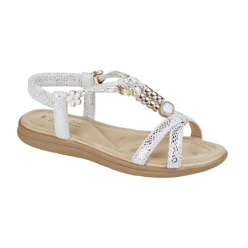 OPHELIA Sandal by Jo & Joe – Jewel and Flower Adorned Summer Sandals with Elasticated Back Strap Walking Shoes Girl 5