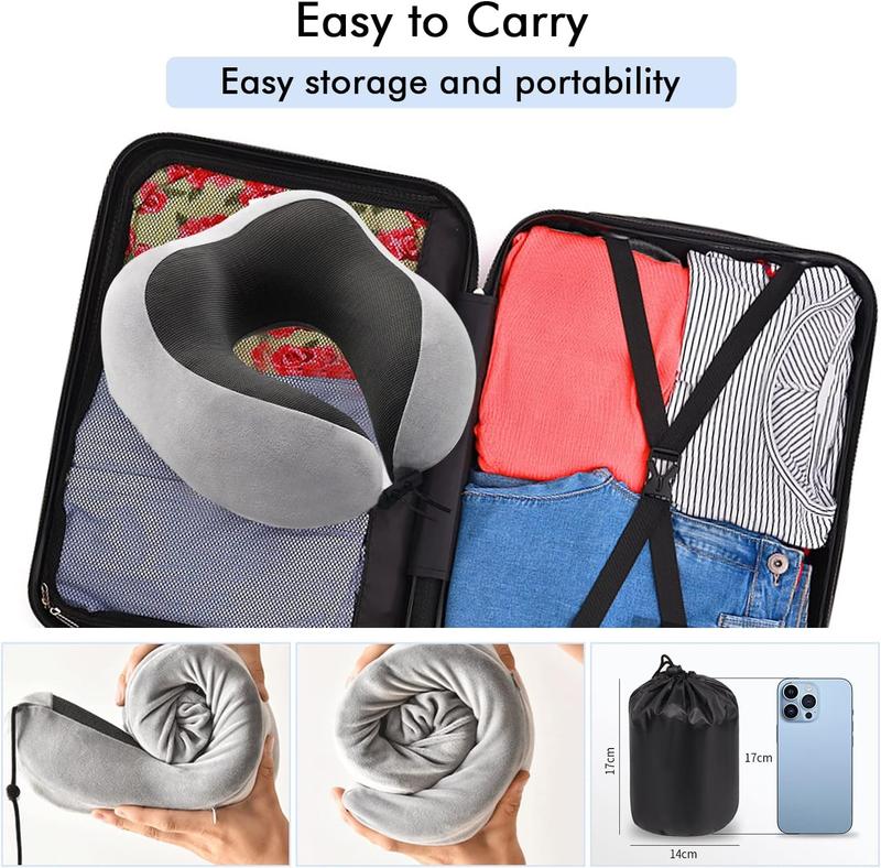 Memory Foam Soft Neck Pillow for Travel Comfortable Head Cushion Support Neck Pillow Accessories for Sleeping Rest, Airplane Car & Home Use 6