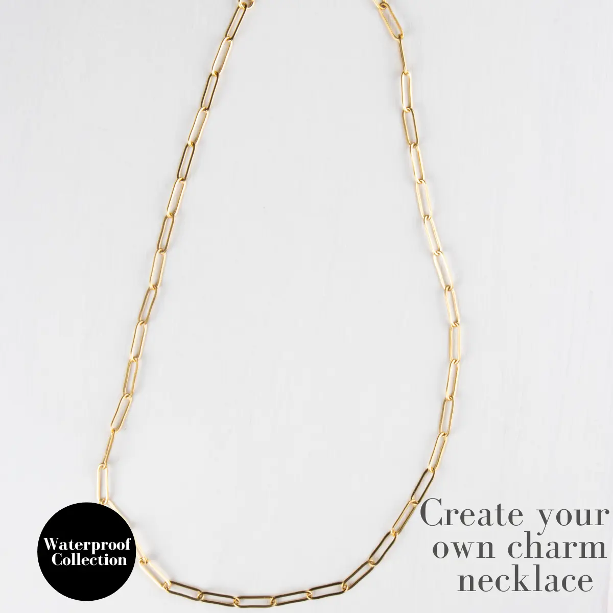 Create Your Own Waterproof Paperlink Charm Necklace - Gold/Stainless Steel