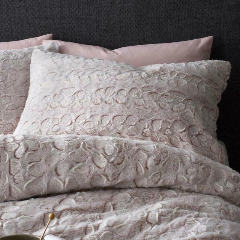 Teddy Luxe Faux Fur Duvet Cover Set Fleece Bed Soft Warm Quilt All Size Blush Pink Christmas Throw 4