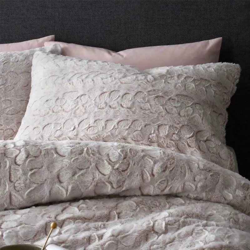 Teddy Luxe Faux Fur Duvet Cover Set Fleece Bed Soft Warm Quilt All Size Blush Pink Christmas Throw 4