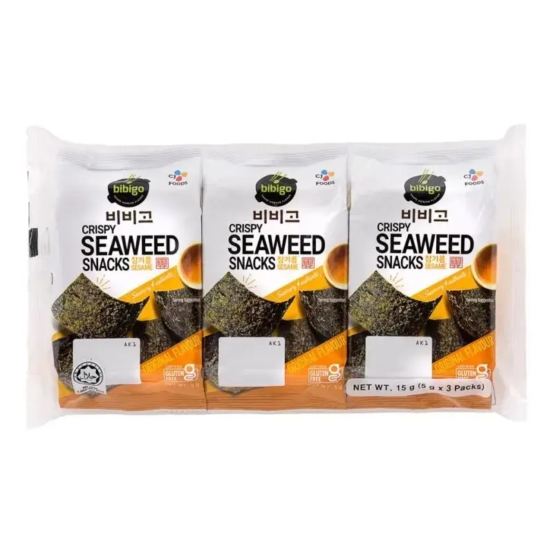 Bibigo Crispy Seaweed Snacks Original (Sesame Flavour) 15g (3x5g)