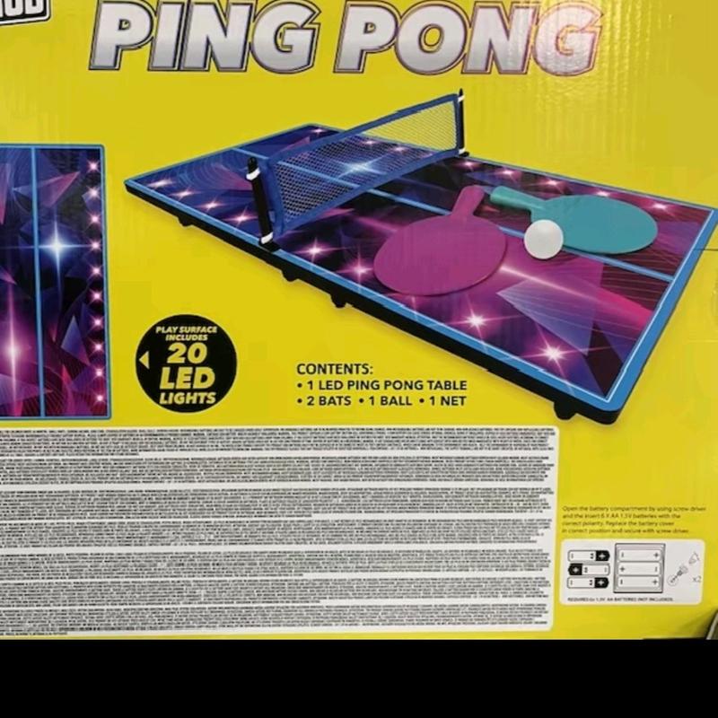 Tabletop Ping Pong Light Up Action, Play Surface includes 20 LED Lights, For Ages 5+ 1