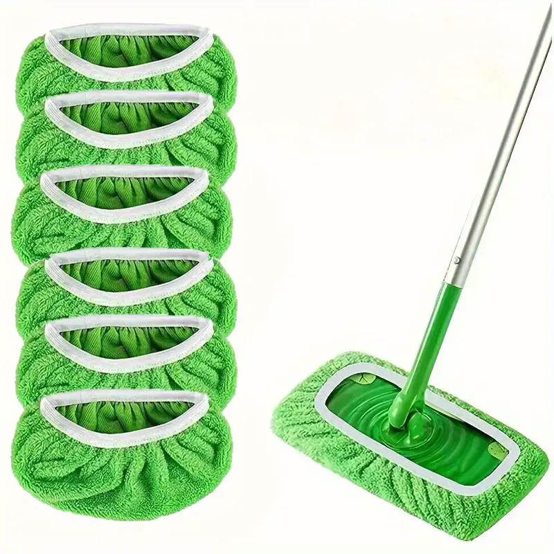 6pcs, Reusable Mop Replacement Pad, Flat Floor Mop Cloth, Washable And Durable Replacement Mop Cloth, High Dirt And Water Absorption, Wet And Dry Use, Easy To Clean, Cleaning Supplies