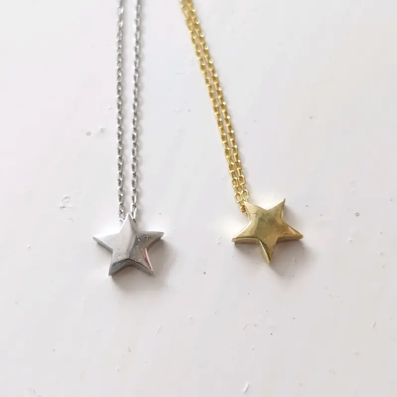 Sterling Silver Gold Plated Star Necklace Female Birthday Daily Anniversary 2