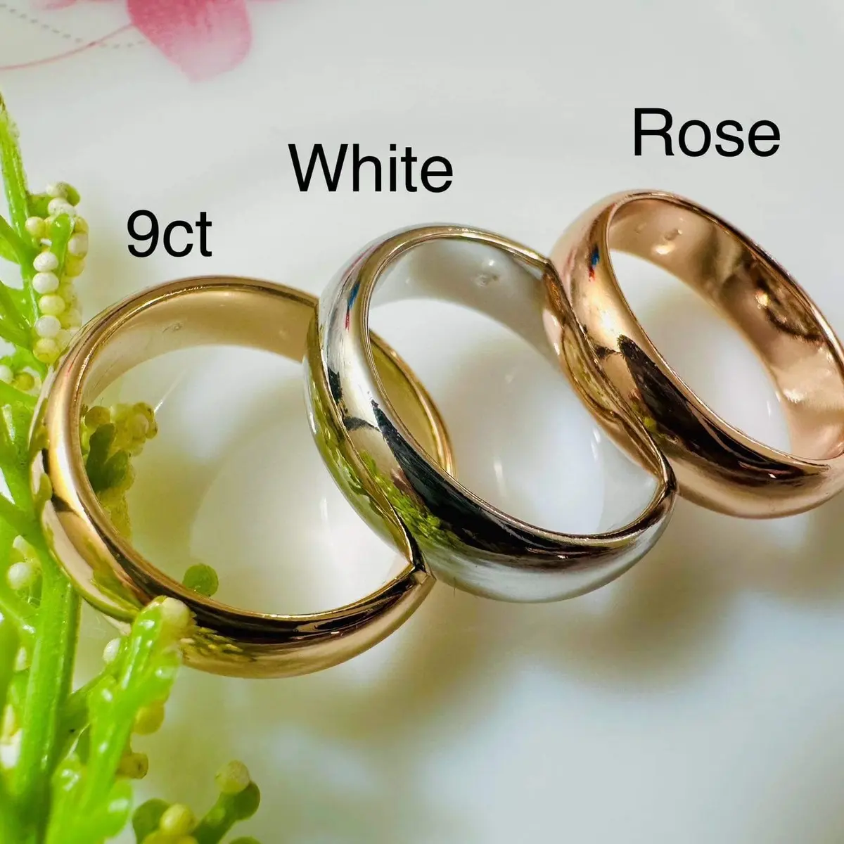 Yellow, Rose & White Men Women Wedding Anniversary Band Rings Width 6mm