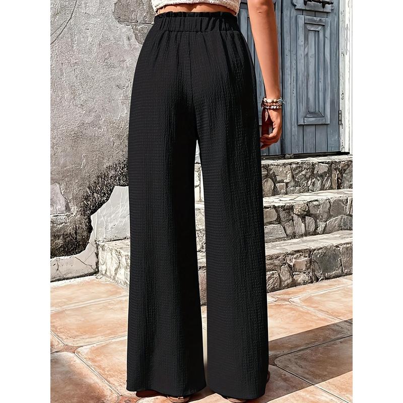 Chic Solid High Waist Wide Leg Pants - Breathable Casual Style for Spring & Summer - Fashionable Womens Clothing, Flattering Fit, Everyday Comfort 6
