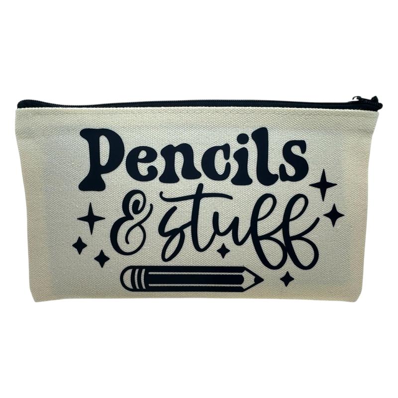 Pencils and Stuff - Custom canvas make up / Toiletry / Cosmetic / Stationary bag with zipper 1