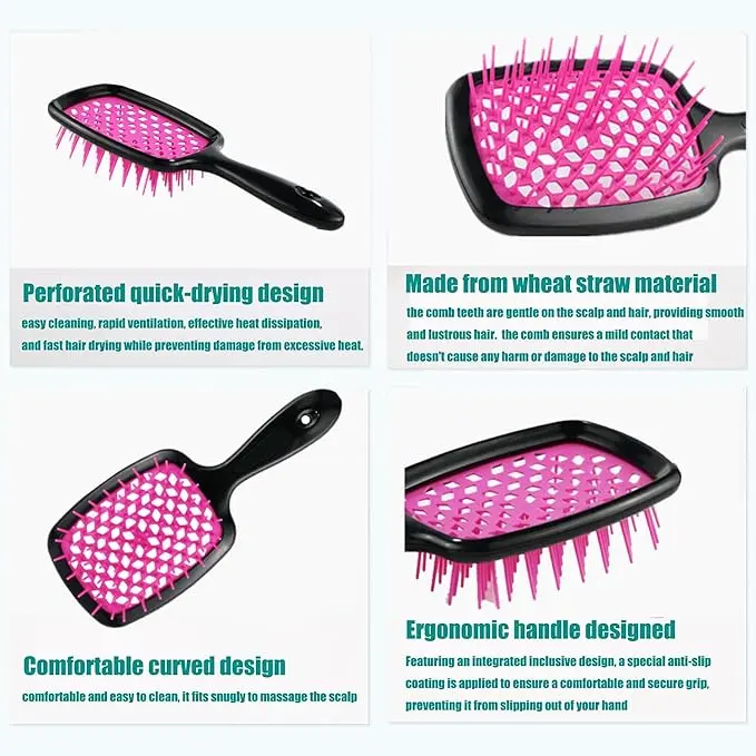 Oxatex Detangling Hair Brush Wet Dry Hair Brush Kids Women Detangle Brush For Thick Hair, Curly, Straight & Natural Hair Haircare Heatless 3