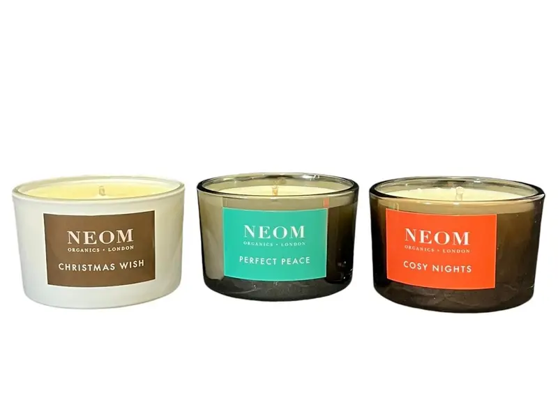 Neom Wellbeing Wishes Candle Trio 75g - Present/Gift Trio Decor Floral Scented Woody Freshener Decoration 3