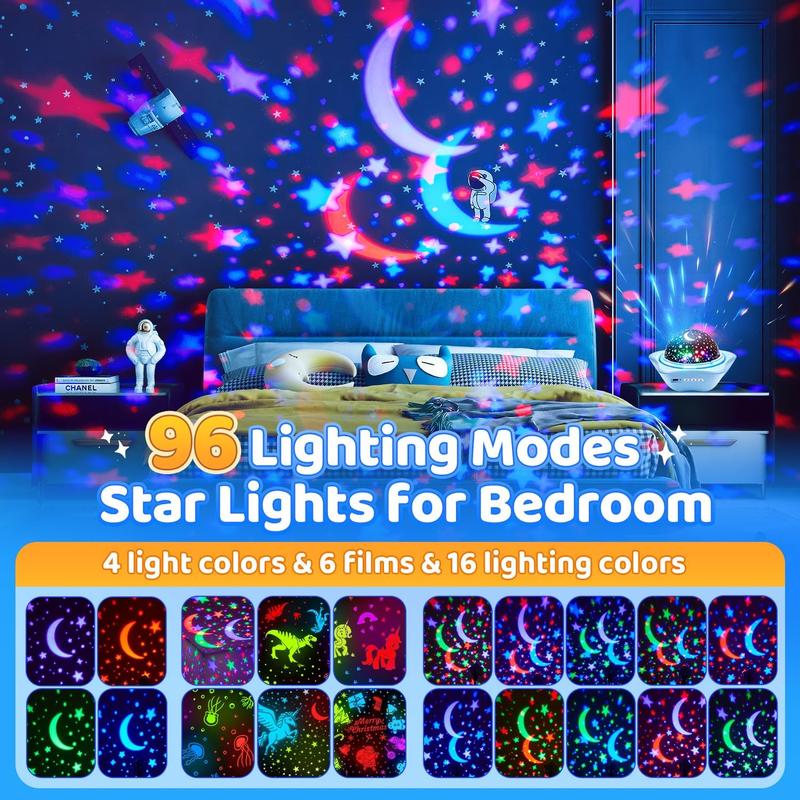 One Fire Night Light Kids,96 Lighting Modes Star Projector Lights for Bedroom, 360°Rotating+6 Films Baby Night Light Projector,Rechargeable Sensory Lights for Room Decor,Star Projector Kids Baby Gifts [Energy Class F] 2